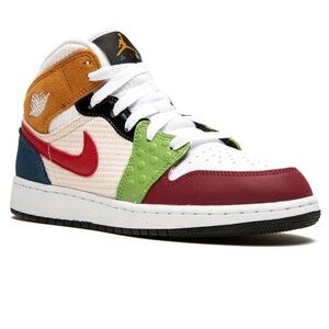 Nike Air Jordan Messy White Color-block Patchwork Hightop Sneakers (US 7Y)